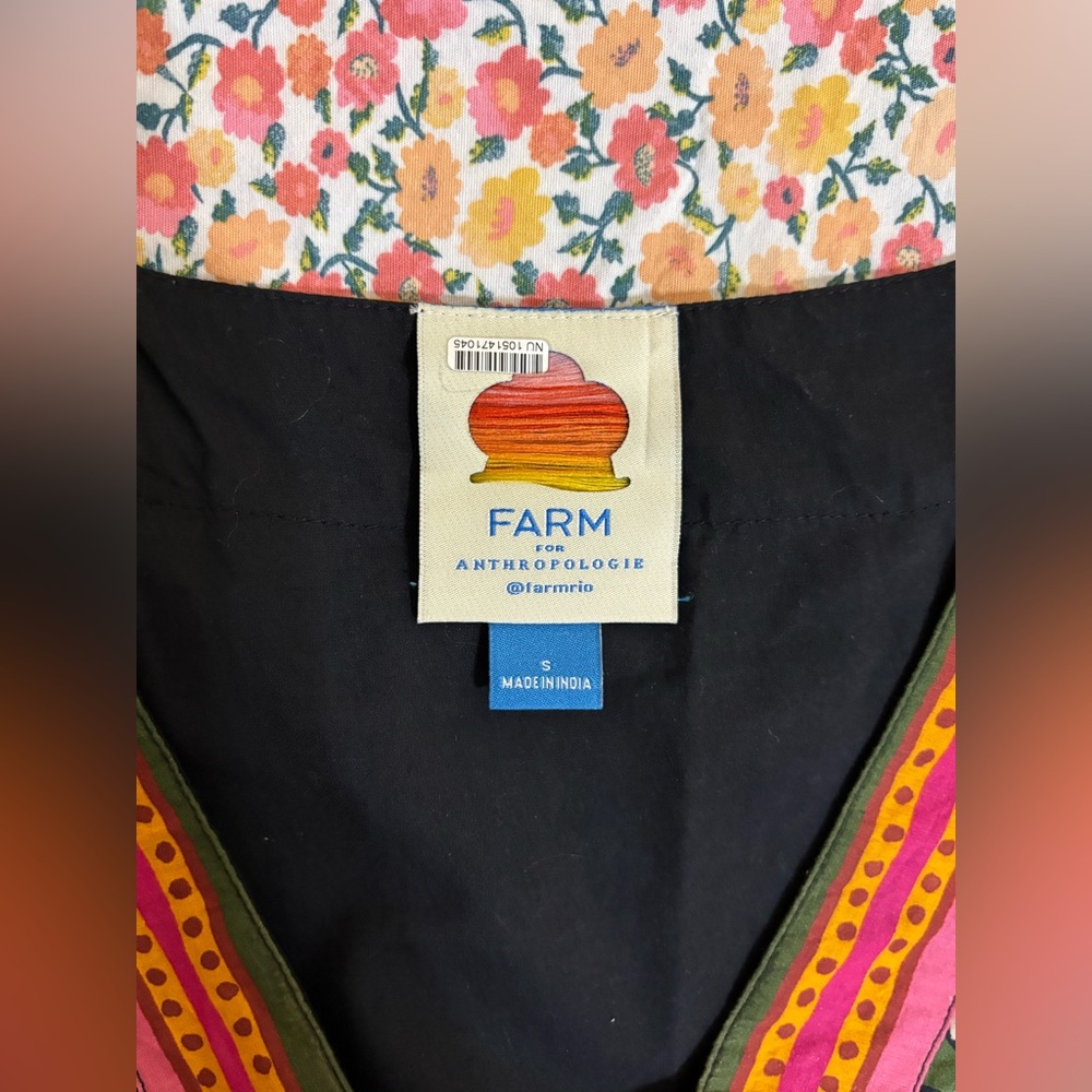 Farm Rio for Anthropologie Bright Floral Tunic Mini Dress Size Small Retail $190 - Picture 13 of 16